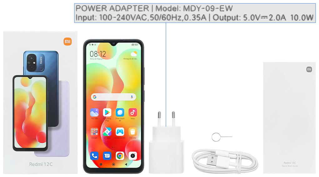 Bộ sản phẩm gồm: Hộp, Sách hướng dẫn, Cây lấy sim, Cáp microUSB, Củ sạc rời đầu Type A