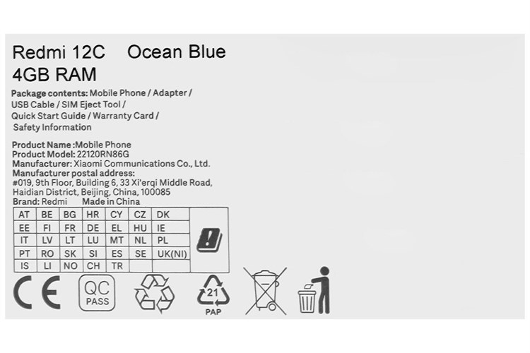 Điện thoại Xiaomi Redmi 12C 64GB Màu Xanh Dương