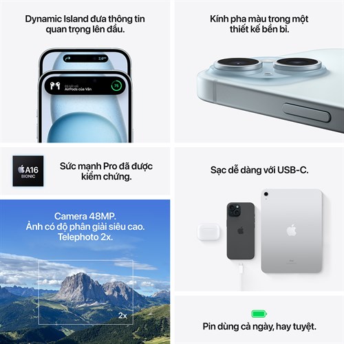 Điện thoại iPhone 15 Plus 512GB Màu Xanh dương nhạt