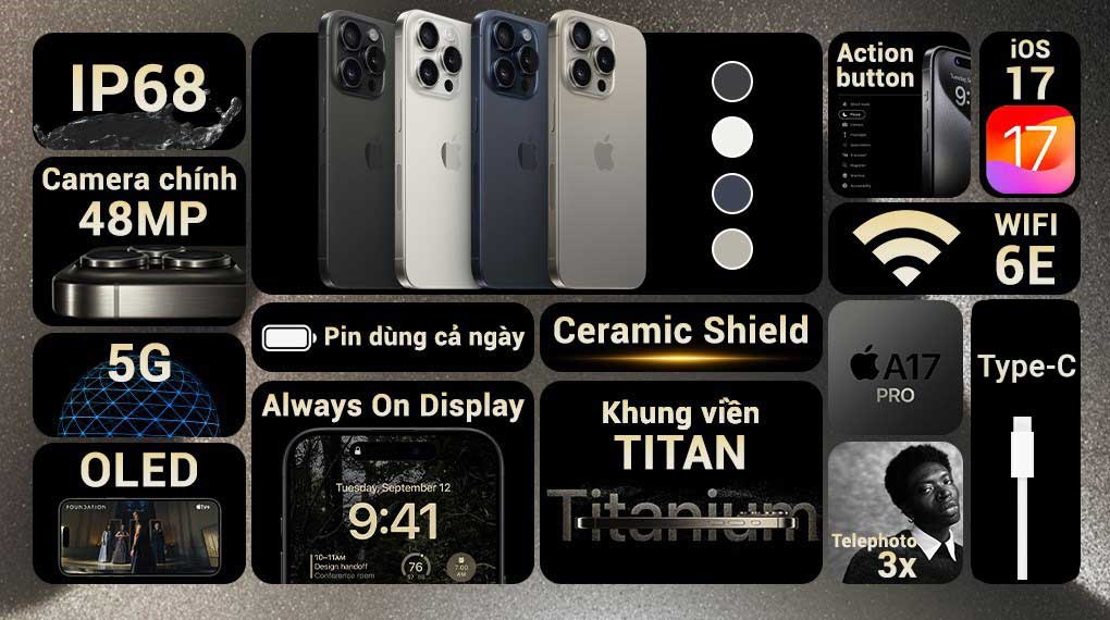 iPhone 15 Pro 512GB giá tốt, giảm đến 2,2 triệu, có mua trả chậm 0