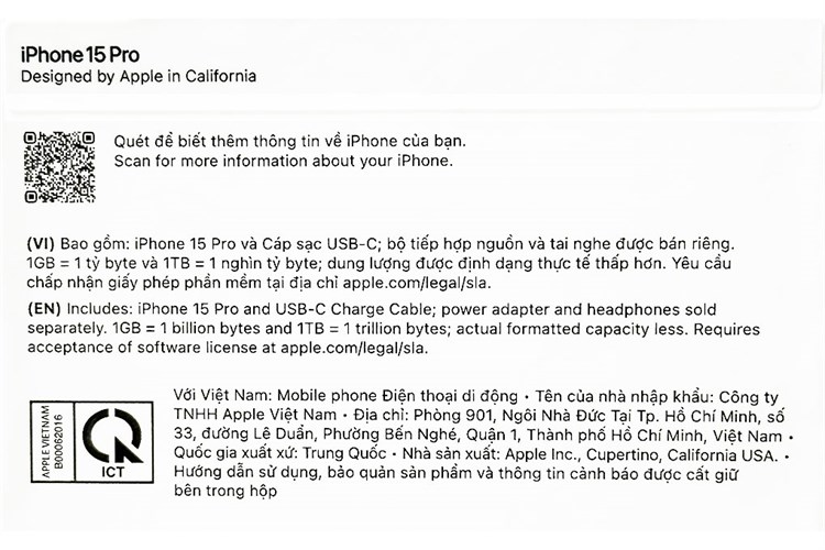 Điện thoại iPhone 15 Pro 512GB Màu Titan trắng