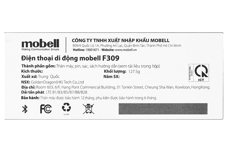 Điện thoại Mobell F309 4G Màu Đen