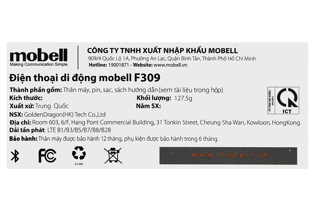 Điện thoại Mobell F309 4G Màu Vàng