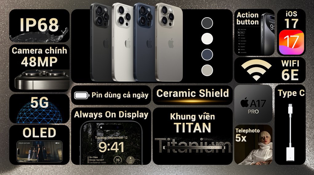 Điện thoại iPhone 15 Pro Max 256GB hover
