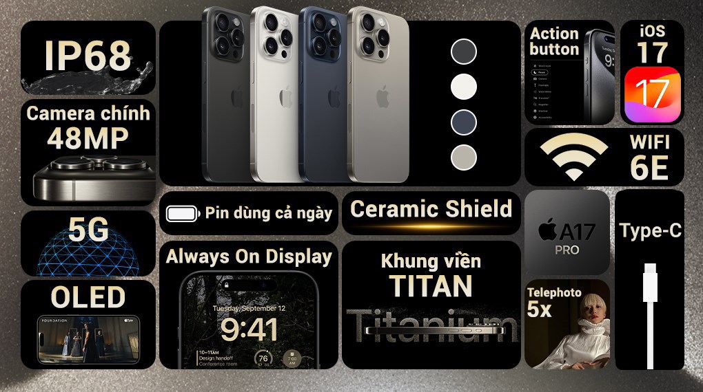 iPhone 15 Pro 512GB giá rẻ, chính hãng VN/A - ViettelStore.vn