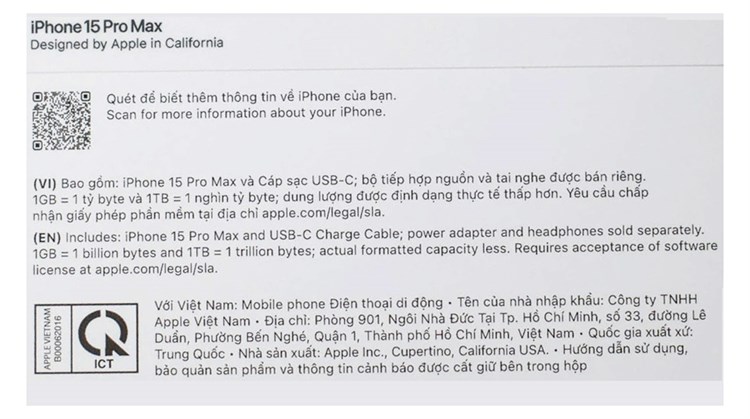 Điện thoại iPhone 15 Pro Max 1TB Màu Titan trắng