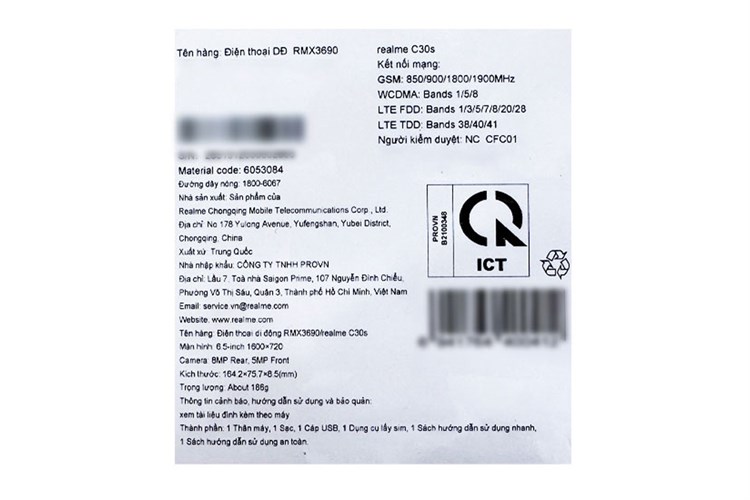 Điện thoại realme C30s 3GB/64GB Màu Đen