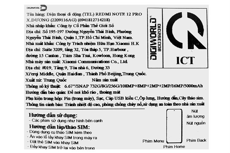 Điện thoại Xiaomi Redmi Note 12 Pro 256GB Màu Xanh Dương