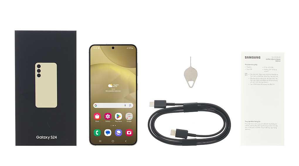 Bộ sản phẩm gồm: Hộp, Sách hướng dẫn, Cây lấy sim, Cáp Type C