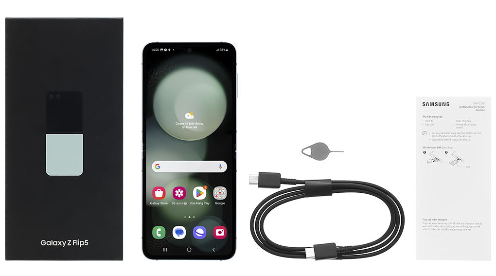 Bộ sản phẩm gồm: Hộp, Sách hướng dẫn, Cây lấy sim, Cáp Type C