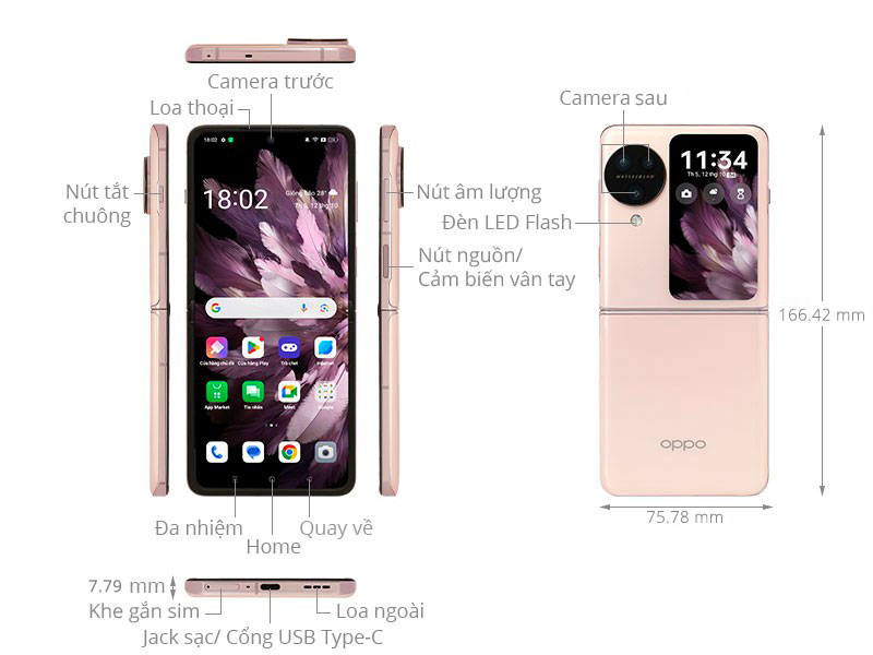 OPPO Find N3 Flip 5G 12GB/256GB Đen/Vàng đồng