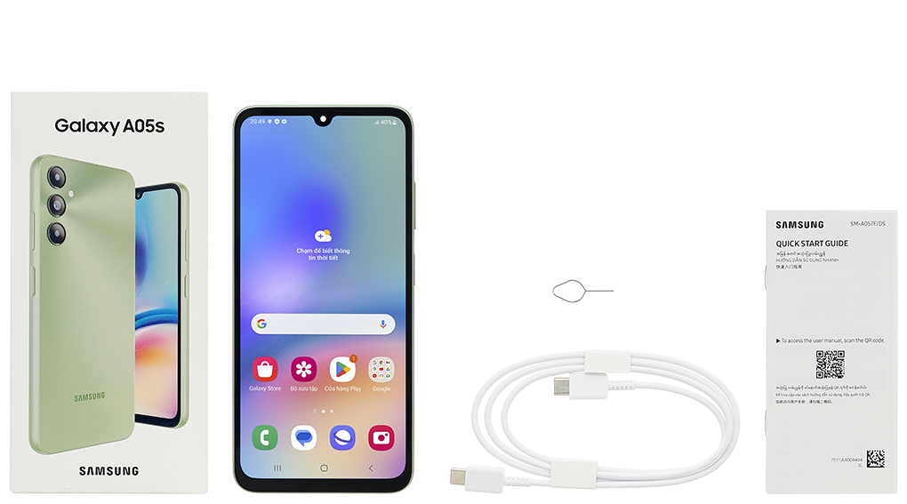 Bộ sản phẩm gồm: Hộp, Sách hướng dẫn, Cây lấy sim, Cáp Type C