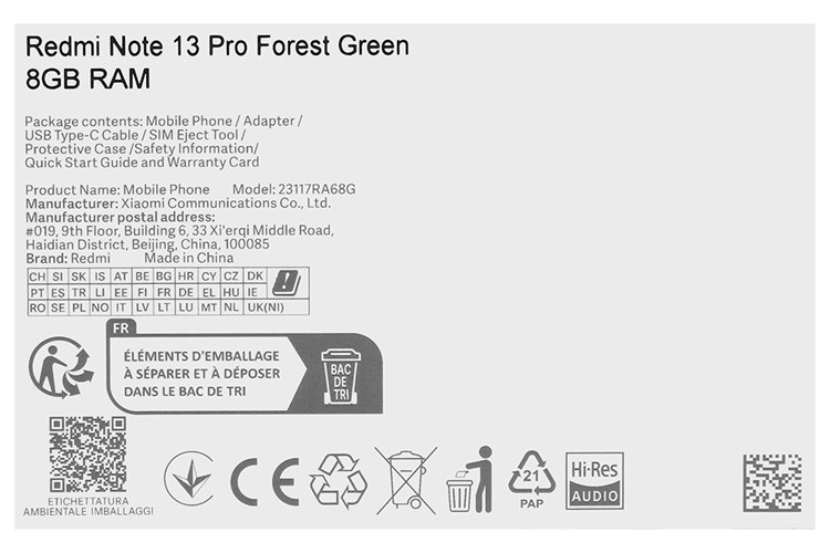 Điện thoại Xiaomi Redmi Note 13 Pro 8GB/128GB Màu Xanh lá