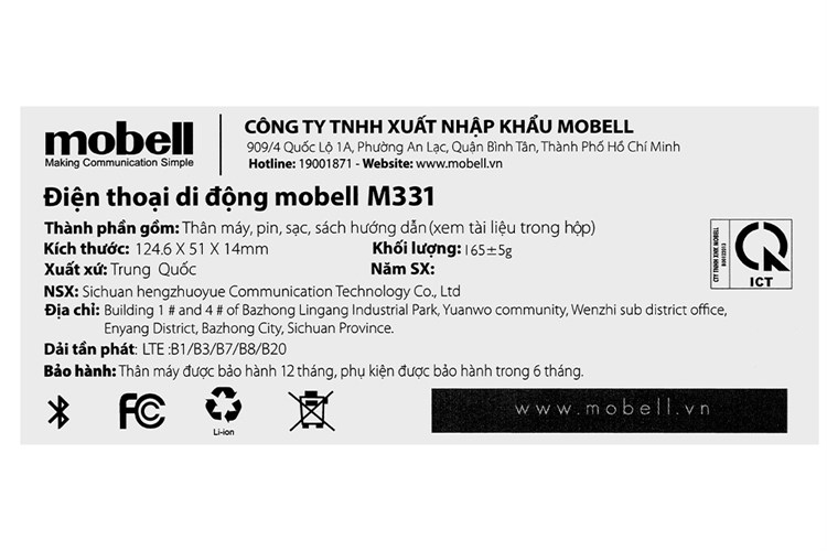 Điện thoại Mobell M331 4G Màu Đen