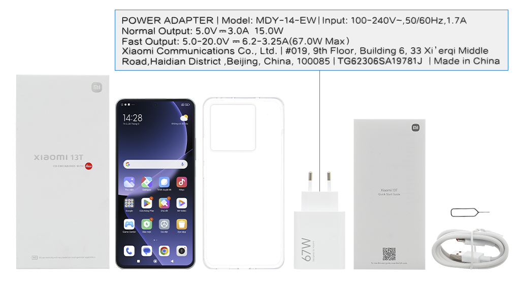 Bộ sản phẩm gồm: Hộp, Sách hướng dẫn, Cây lấy sim, Ốp lưng, Cáp Type C, Củ sạc nhanh rời đầu Type A