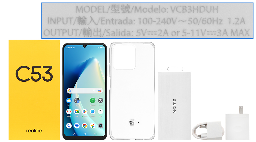 Bộ sản phẩm gồm: Hộp, Sách hướng dẫn, Cây lấy sim, Ốp lưng, Cáp Type C, Củ sạc nhanh rời đầu Type A