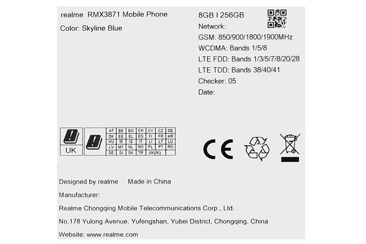 Điện thoại realme 12 8GB/256GB Màu Xanh da trời