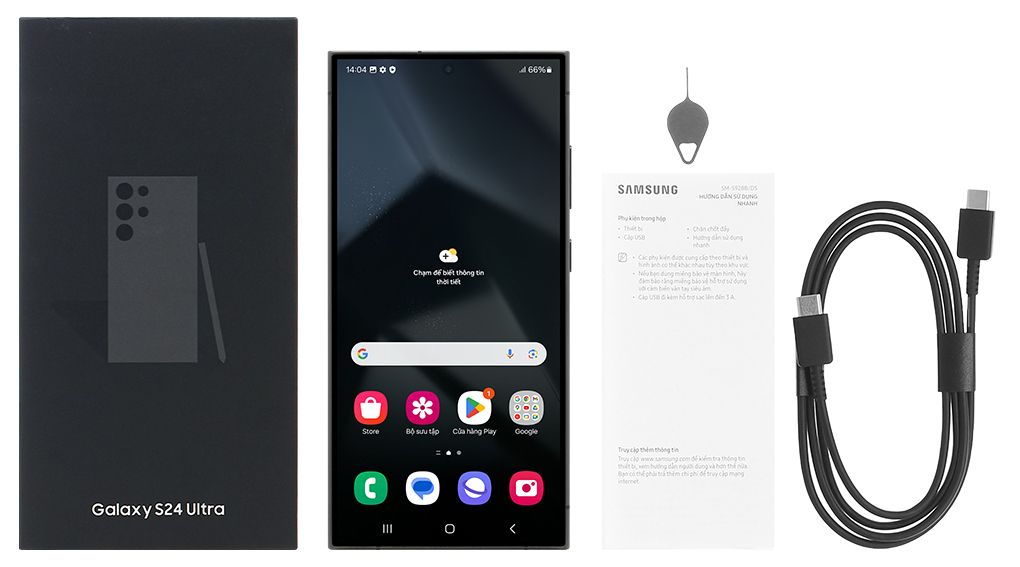 Bộ sản phẩm gồm: Hộp, Sách hướng dẫn, Cây lấy sim, Cáp Type C