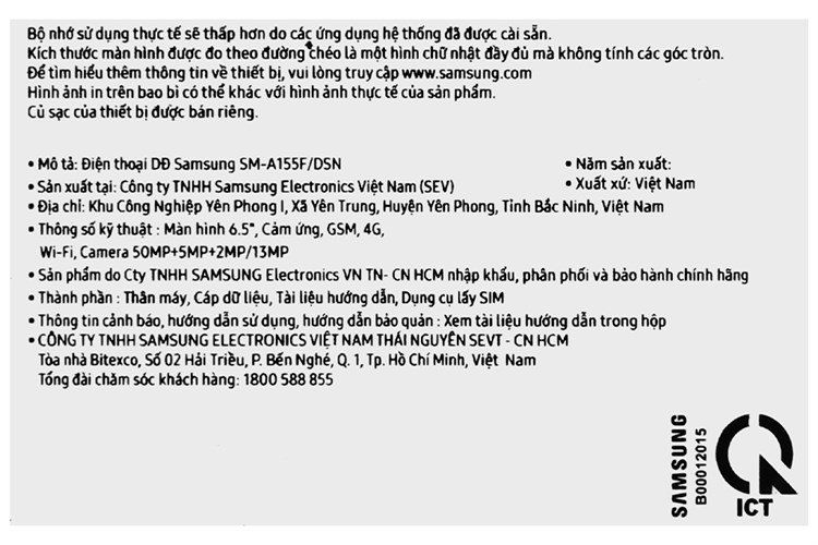 Điện thoại Samsung Galaxy A15 8GB/128GB Màu Xanh dương nhạt