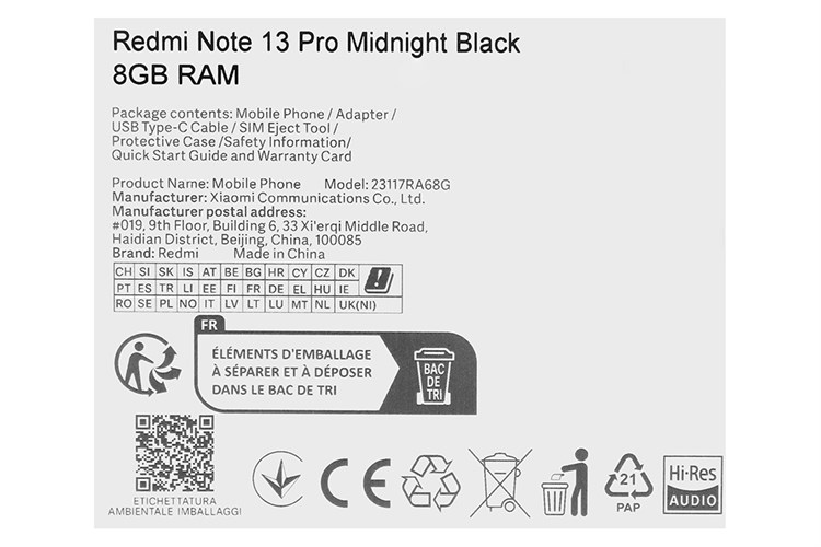 Điện thoại Xiaomi Redmi Note 13 Pro 8GB/256GB Màu Đen