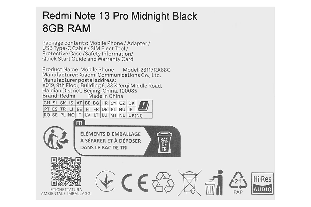 Điện thoại Xiaomi Redmi Note 13 Pro 8GB/256GB Màu Đen