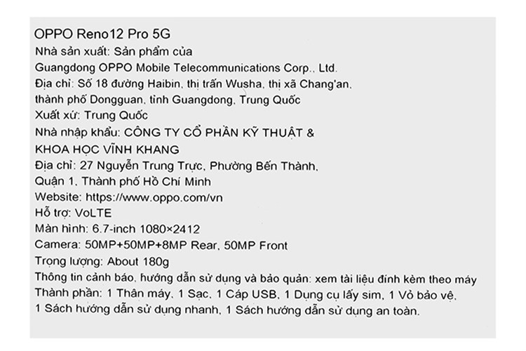 Điện thoại OPPO Reno12 Pro 5G 12GB/512GB Màu Nâu