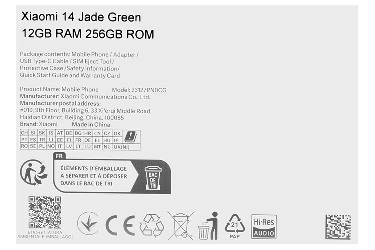 Điện thoại Xiaomi 14 5G 12GB/256GB Màu Xanh lá