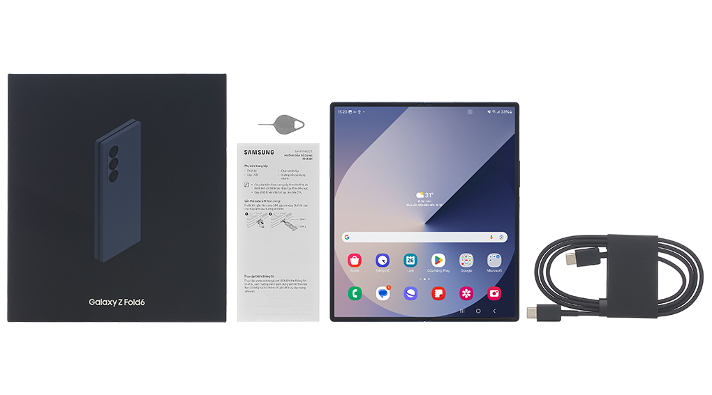 Bộ sản phẩm gồm: Cáp Type C, Cây lấy sim, Hộp, Sách hướng dẫn