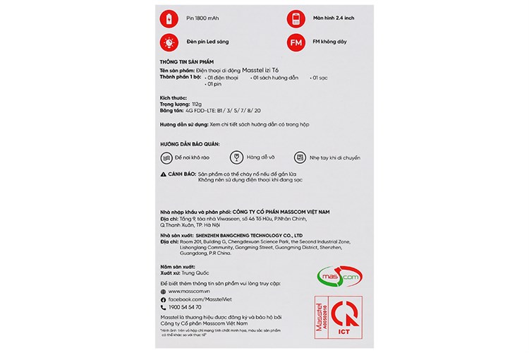 Điện thoại Masstel IZI T6 4G Màu Đen