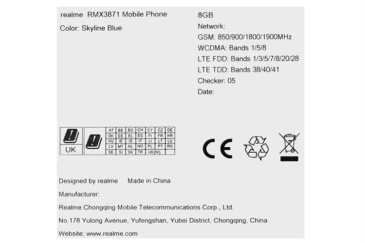 Điện thoại realme 12 8GB/512GB Màu Xanh da trời