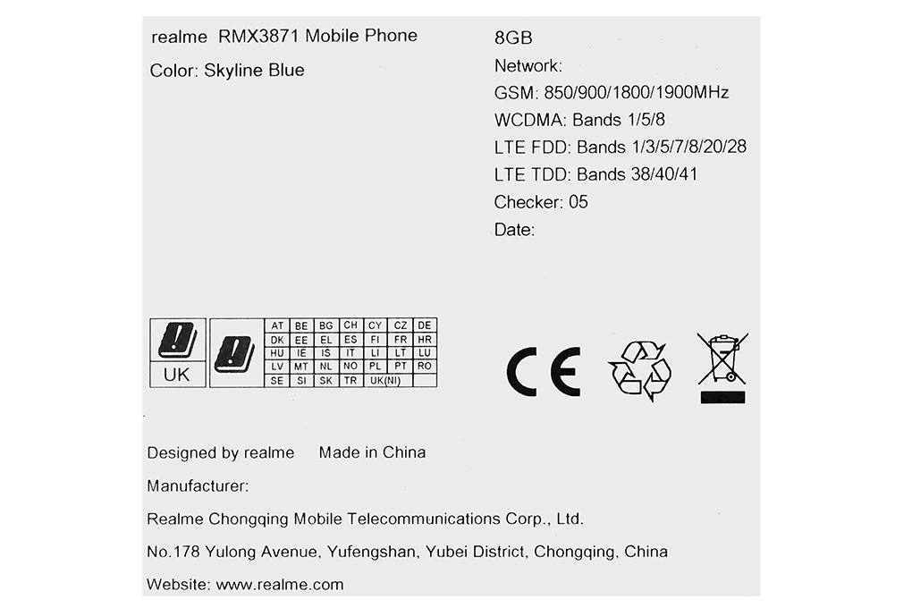 Điện thoại realme 12 8GB/512GB Màu Xanh da trời