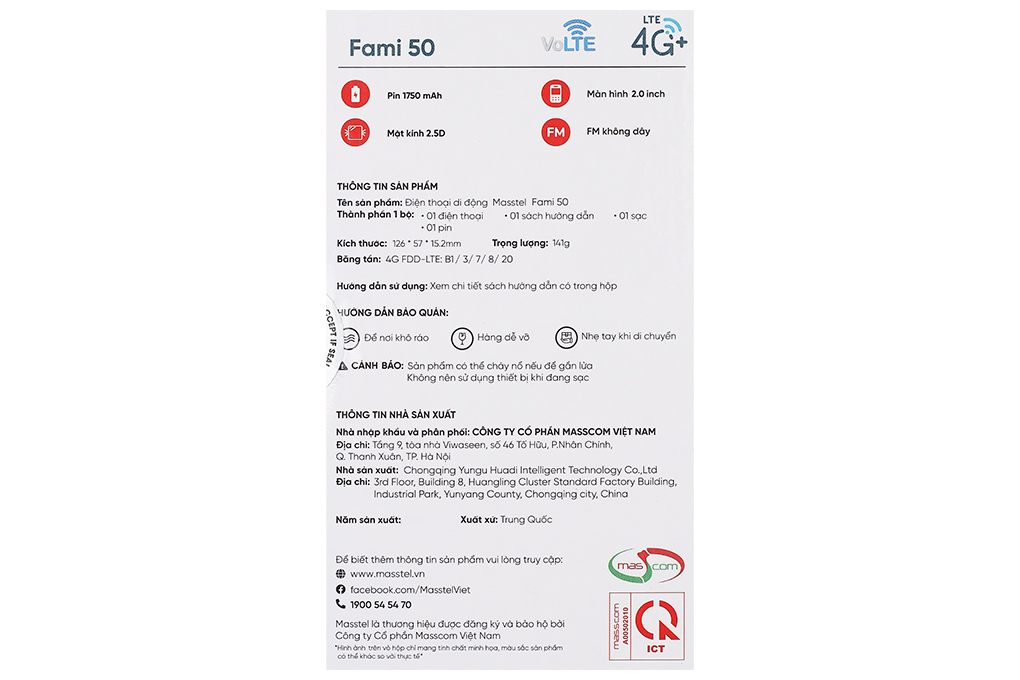 Điện thoại Masstel Fami 50 4G Màu Xanh lá