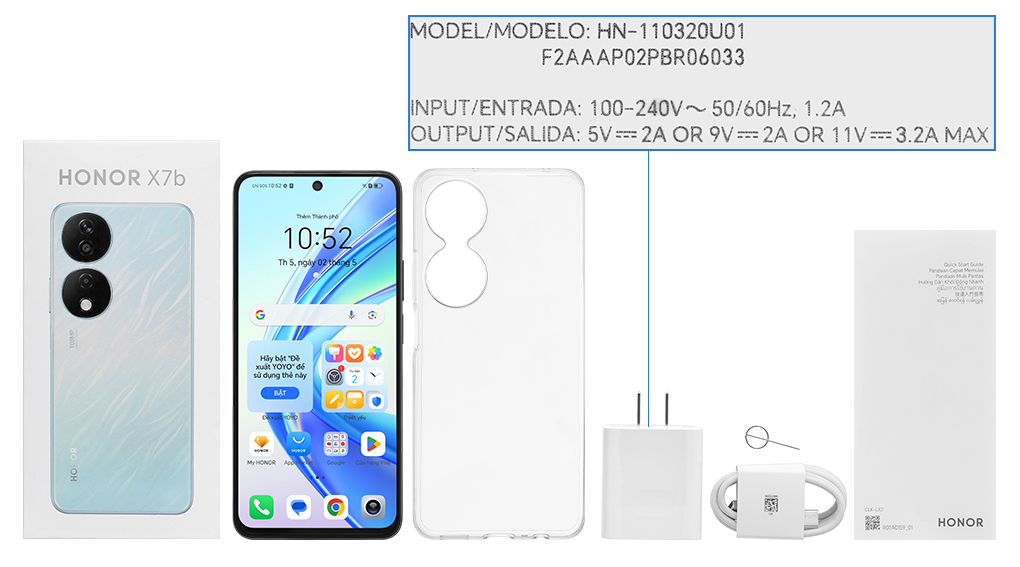 Bộ sản phẩm gồm: Hộp, Sách hướng dẫn, Cây lấy sim, Cáp Type C