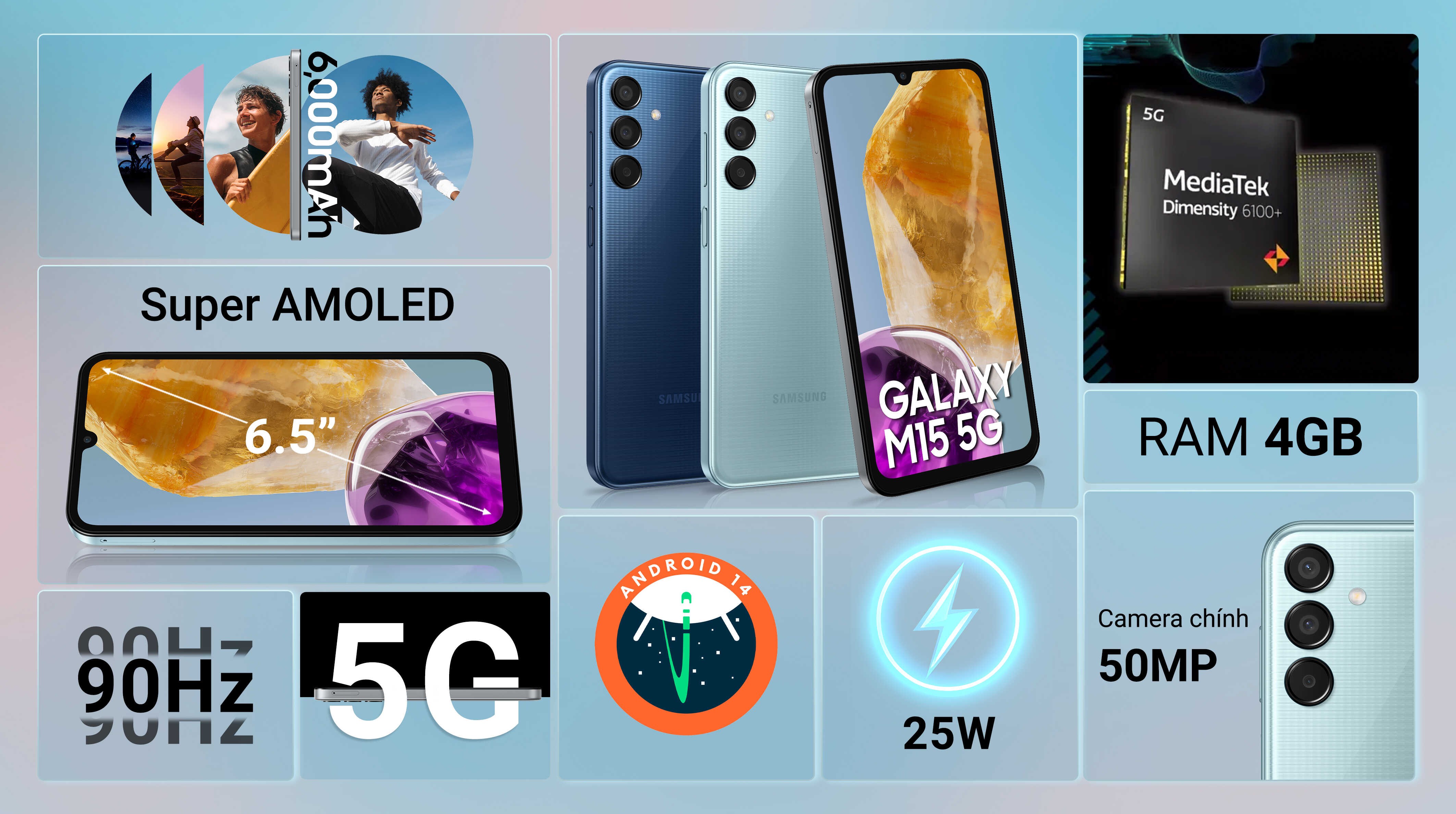 Điện thoại Samsung Galaxy M15 5G 4GB/128GB