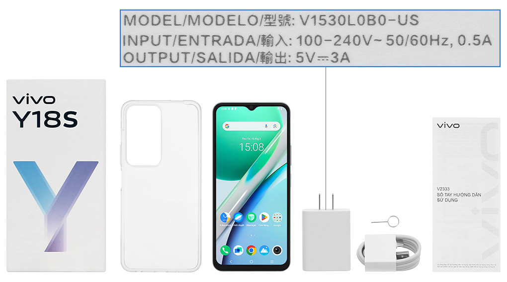 Bộ sản phẩm gồm: Hộp, Sách hướng dẫn, Cây lấy sim, Ốp lưng, Cáp Type C, Củ sạc nhanh rời đầu Type A