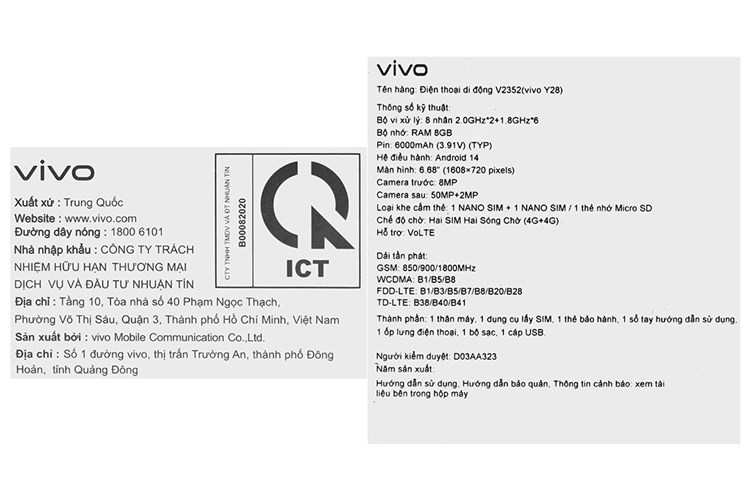 Điện thoại vivo Y28 8GB/128GB Màu Xanh đen