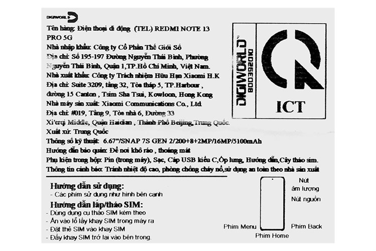 Điện thoại Xiaomi Redmi Note 13 Pro 5G 12GB/512GB Màu Đen