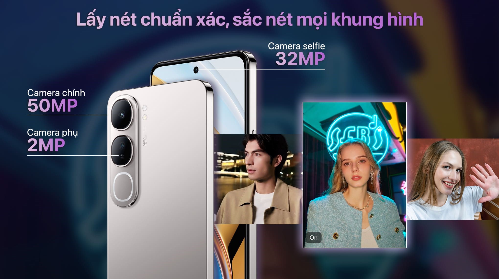 Camera 50MP, vòng sáng Aura AI Camera 50MP, vòng sáng Aura AI