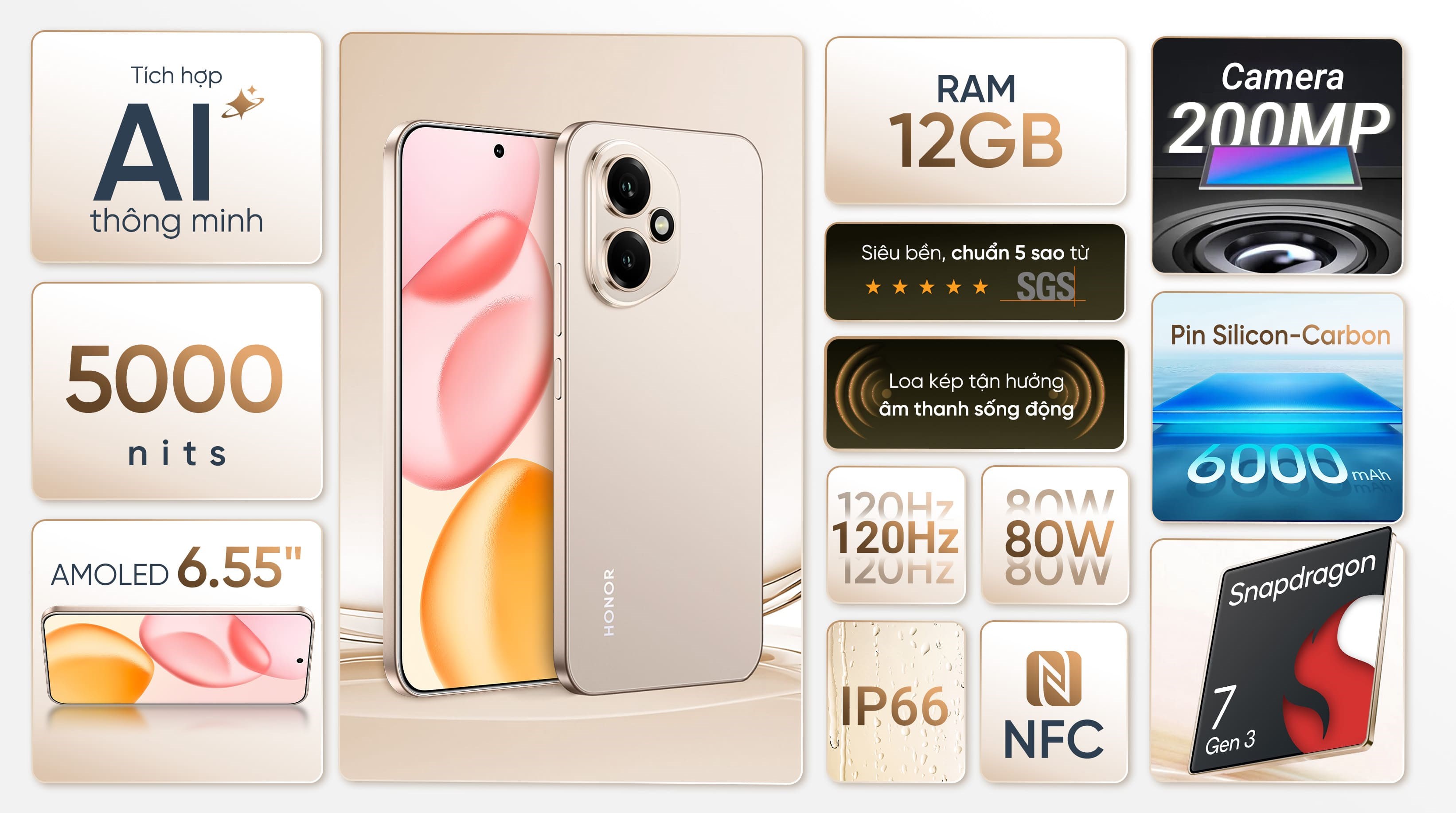 Điện thoại HONOR 400 5G 12GB/256GB Vàng