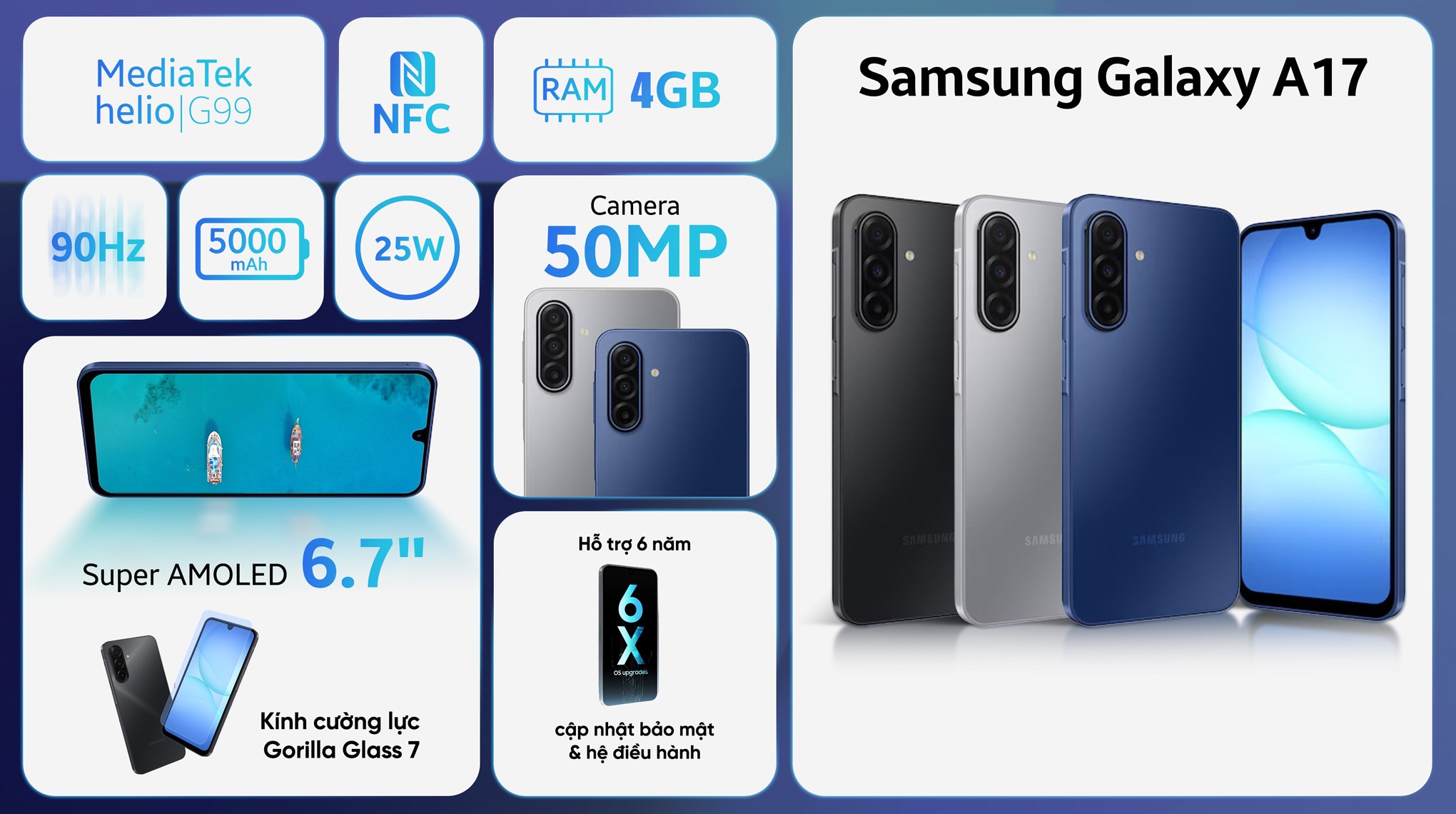 Điện thoại Samsung Galaxy A17 4GB/128GB