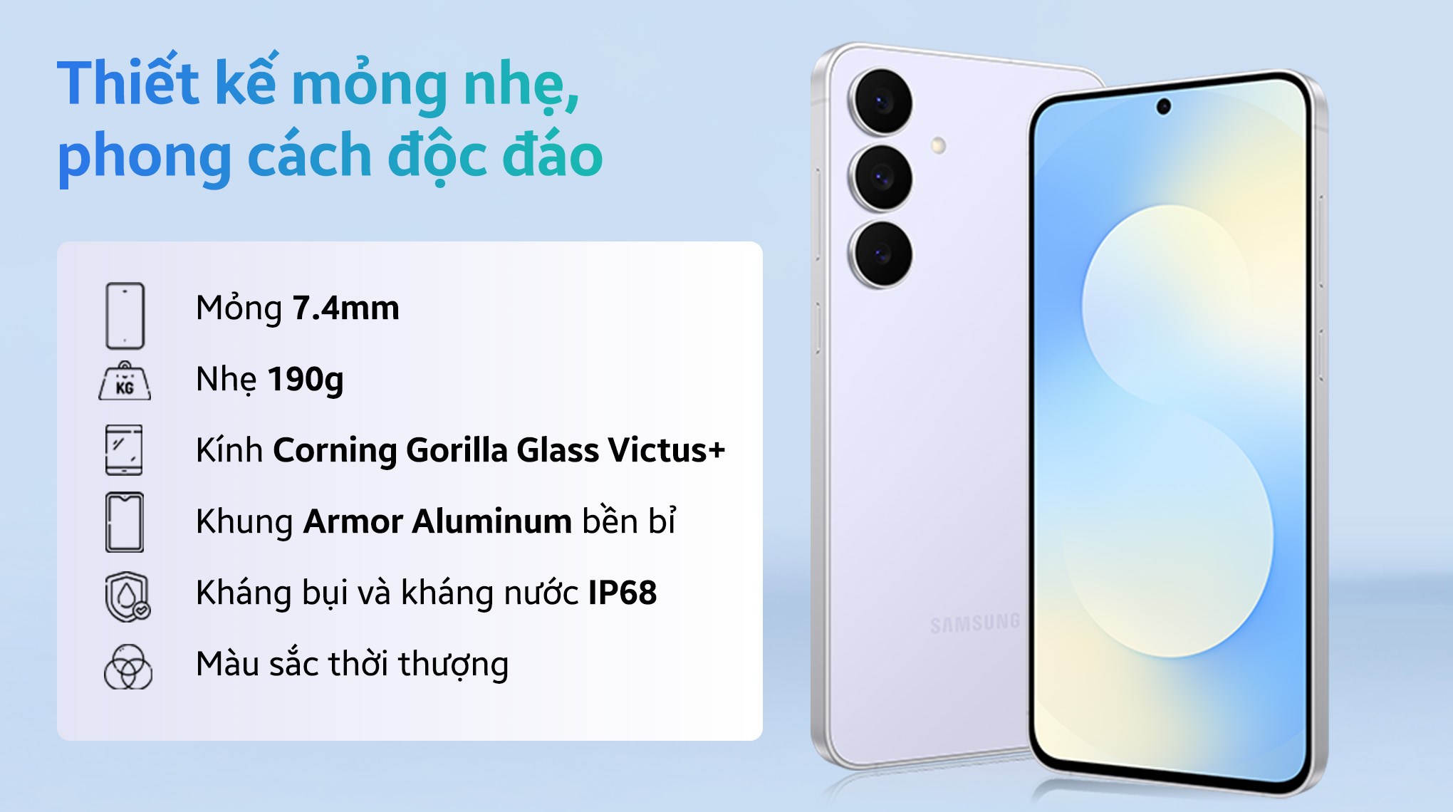 Điện thoại Samsung Galaxy S25 FE 5G 8GB/512GB Đen/Xanh Nhạt