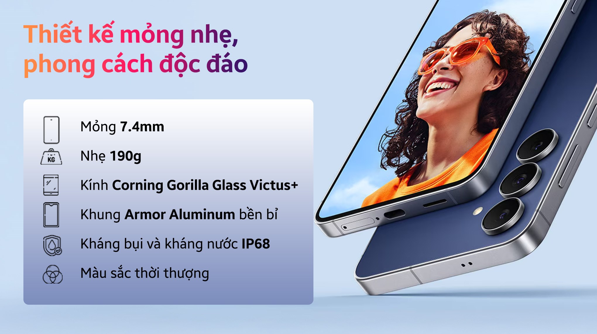 Điện thoại Samsung Galaxy S25 FE 5G 8GB/512GB Trắng/Xanh Navy