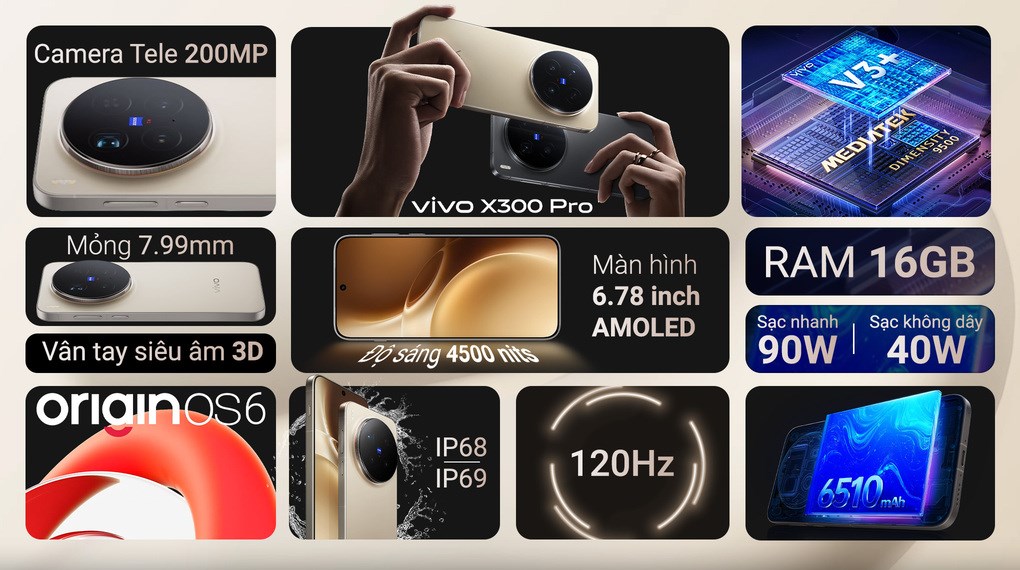Điện thoại vivo X300 Pro 5G 16GB/512GB