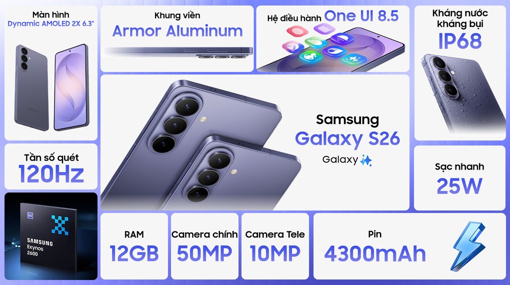 Điện thoại Samsung Galaxy S26 5G 12GB/256GB