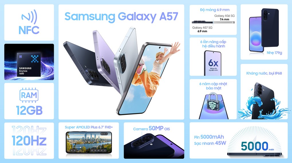 Điện thoại Samsung Galaxy A57 5G 12GB/256GB