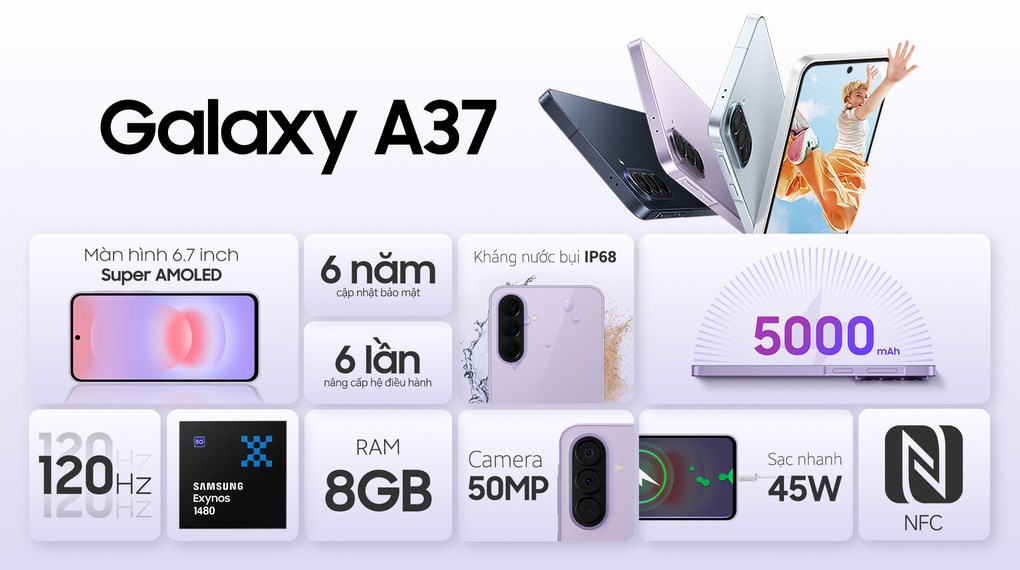 Điện thoại Samsung Galaxy A37 5G 8GB/128GB