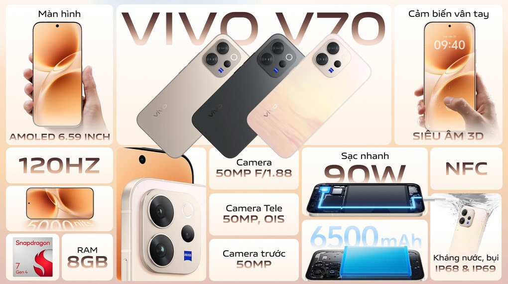 Điện thoại Vivo V70 5G 8GB/256GB