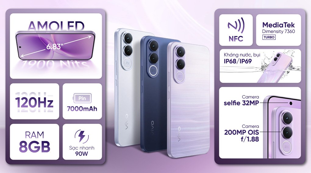Điện thoại Vivo V70 FE 5G 8GB/256GB