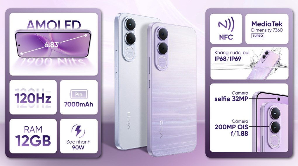 Điện thoại Vivo V70 FE 5G 12GB/256GB
