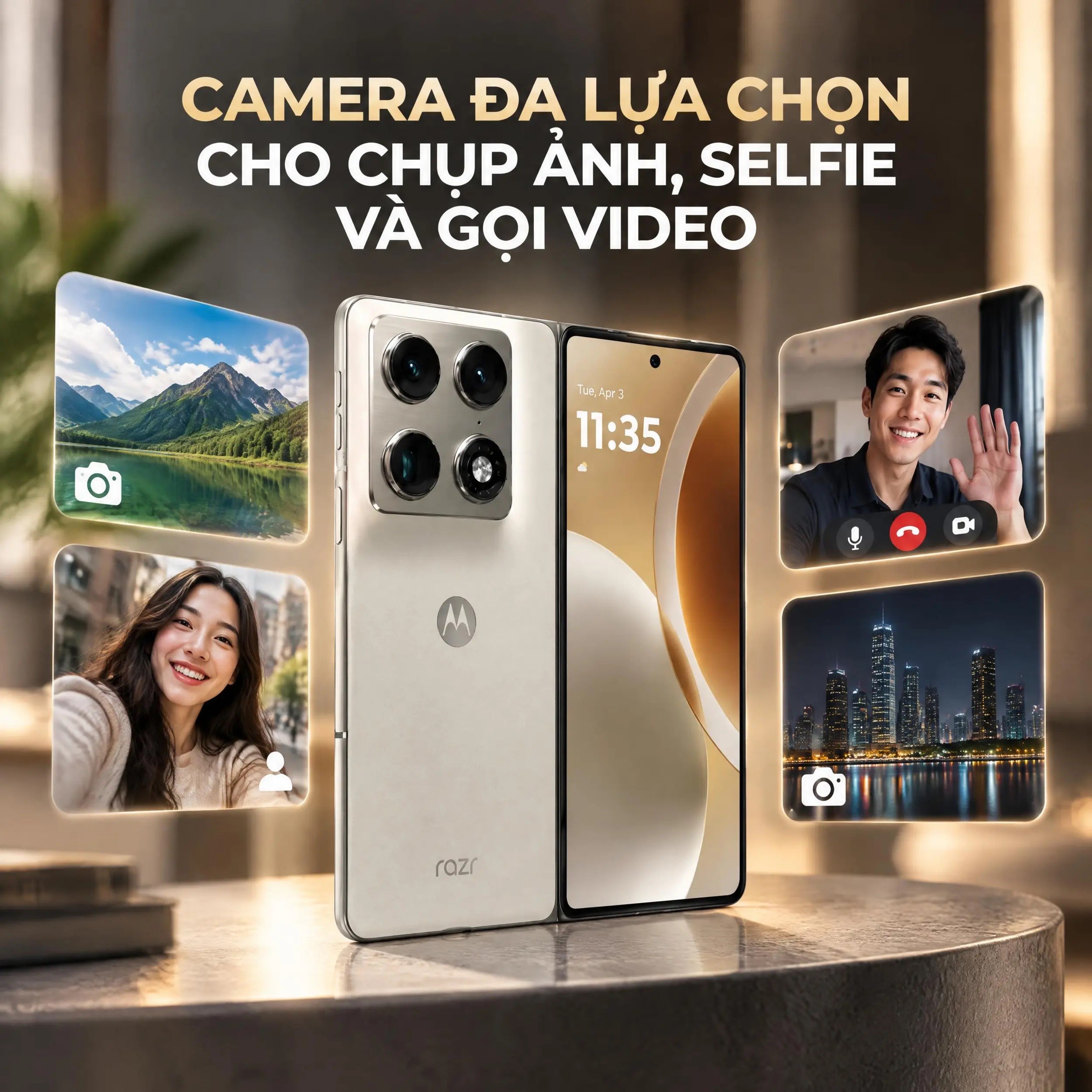 Điện thoại Motorola Razr Fold 5G 12GB/256GB Trắng - 3